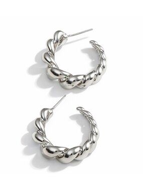 New! Silver Coil Hoop Earrings (2007) NWOT